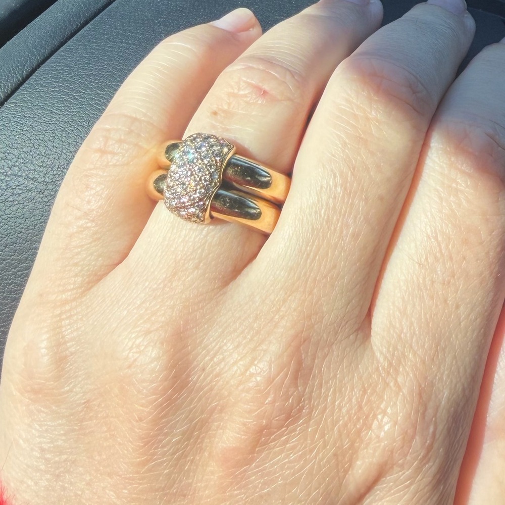 Rare Authentic Chaumet 18K gold ring with diamonds. 16g gold. High class jewelry - Picture 8 of 9